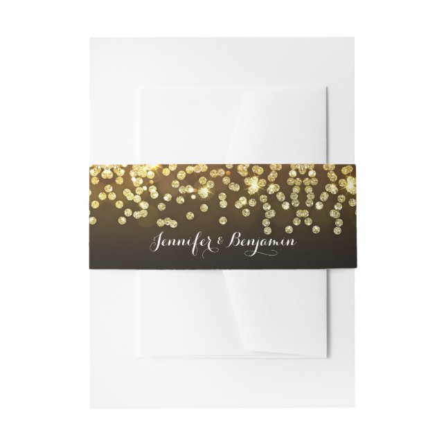 Elegant Gold Glitter Diamonds Wedding Invitation Belly Band (Front Example)