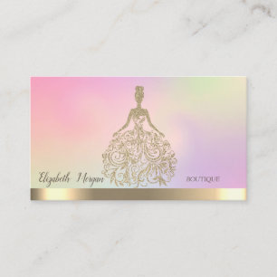 Elegant Gold Glitter Dress Holographic Business Card
