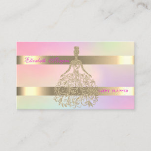 Elegant Gold Glitter Dress,Stripe Holographic Business Card
