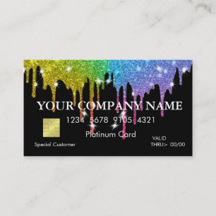 Elegant Gold Glitter Dripping Black Credit Card