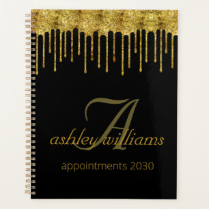 Elegant gold glitter drips  salon appointments planner