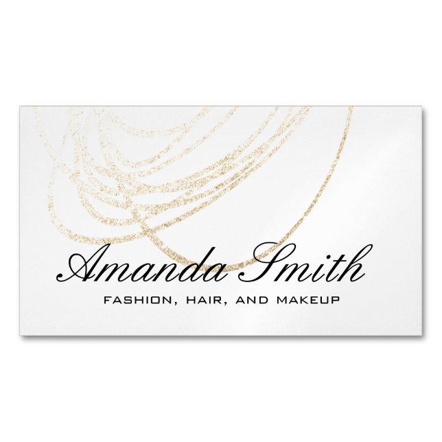 Elegant Gold Glitter Expressive Magnetic Business Card (Front)