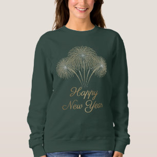 Elegant Gold Glitter Fireworks Happy New Year Sweatshirt
