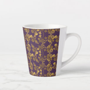 Elegant Gold Glitter Floral Garden Pattern Latte Mug