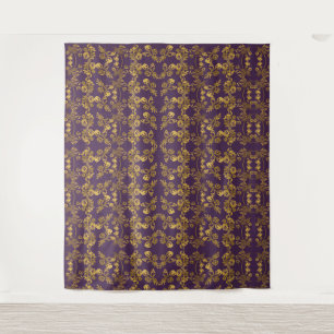 Elegant Gold Glitter Floral Garden Pattern Tapestry
