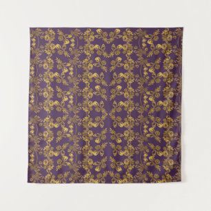 Elegant Gold Glitter Floral Garden Pattern Tapestry