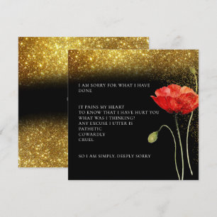 Elegant Gold Glitter Floral I’m sorry apology Card