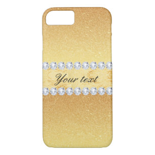 Elegant Gold Glitter Foil and Diamonds iPhone 8/7 Case
