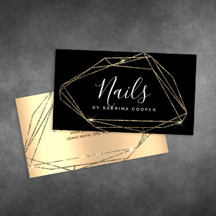 Elegant gold glitter frame nails  business card