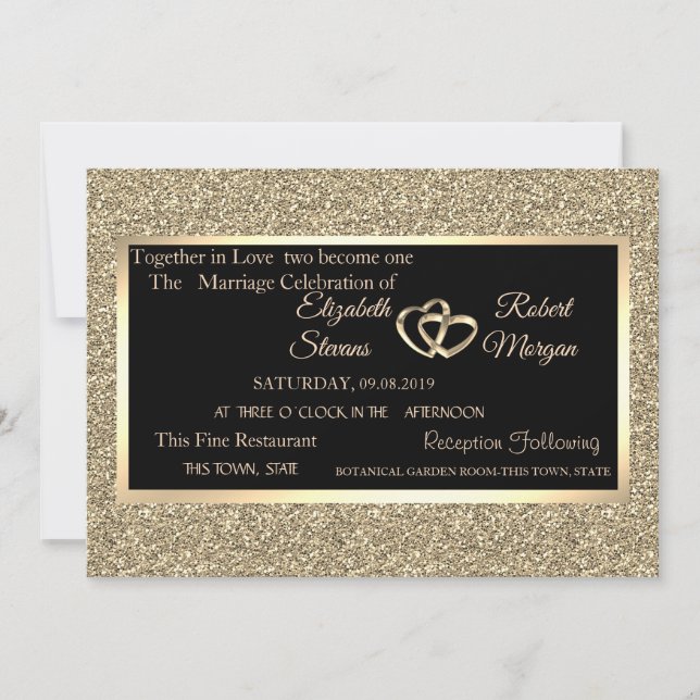 Elegant Gold Glitter , Frame Wedding Invitation (Front)