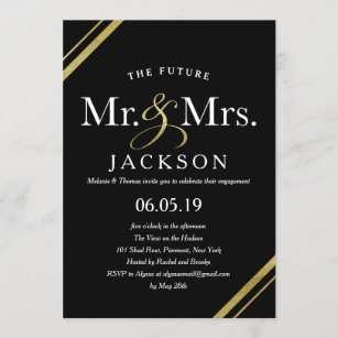 Elegant Gold Glitter Future Mr. & Mrs. Engagement Invitation