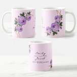 Elegant Gold Glitter Geometric Purple Floral Wed Coffee Mug<br><div class="desc">Personalise this with your names. Floral Wedding Elegant Gold Glitter Geometric design features an elegant faux gold glitter geometric frame pattern. Overlaid with watercolor roses and greenery foliage on two corners. Nice party favours for the reception or any event.</div>