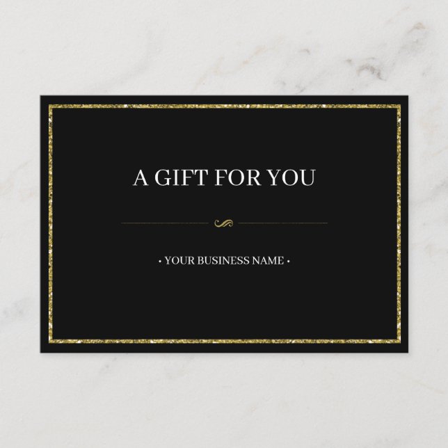Elegant Gold Glitter Gift Certificate Card (Front)