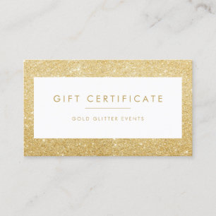 Elegant Gold Glitter Gift Certificate Card