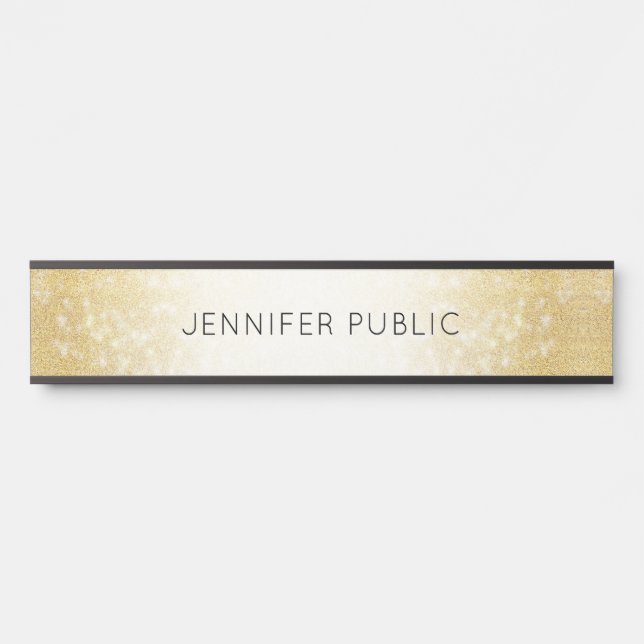 Elegant Gold Glitter Glamour Template Modern Door Sign (Front)