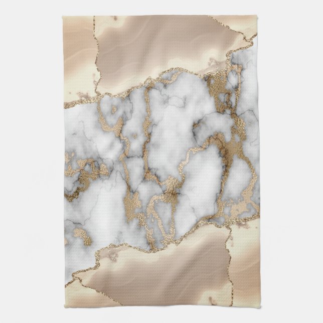 Elegant Gold Glitter Grey Marble   Tea Towel (Vertical)