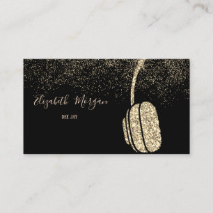 Elegant Gold Glitter Headphone DJ, Confetti Business Card