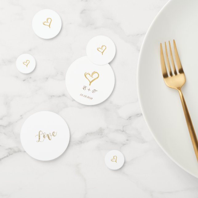 Elegant Gold Glitter Heart , Love - Personalised Confetti (Group)