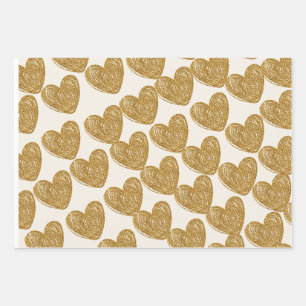 Elegant Gold Glitter Heart Wrapping Paper