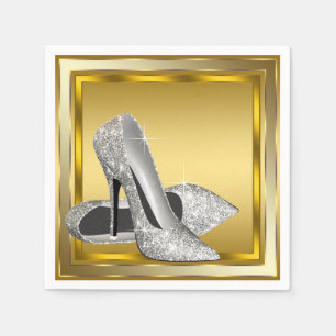 Elegant Gold Glitter High Heel Napkin