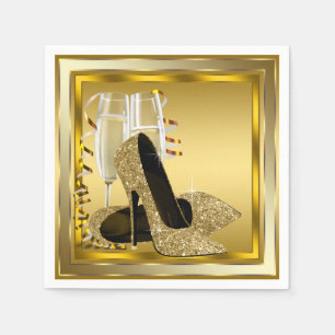 Elegant Gold Glitter High Heel Napkin