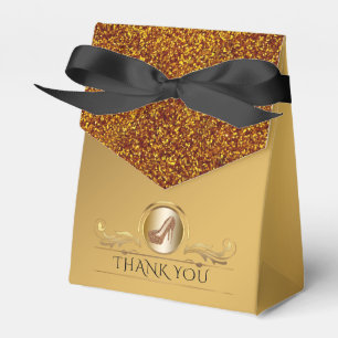 Elegant Gold Glitter High Heel Shoes Favour Box