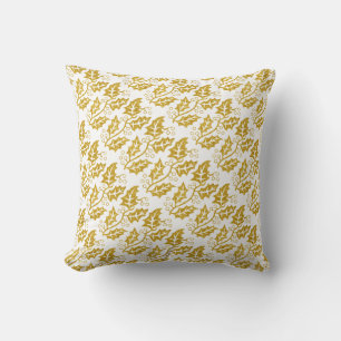 Elegant gold glitter holly berry Christmas Cushion