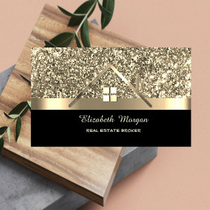 Elegant Gold Glitter House Roof  Business Card