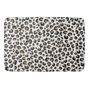 Elegant Gold Glitter Leopard Pattern Bath Mat