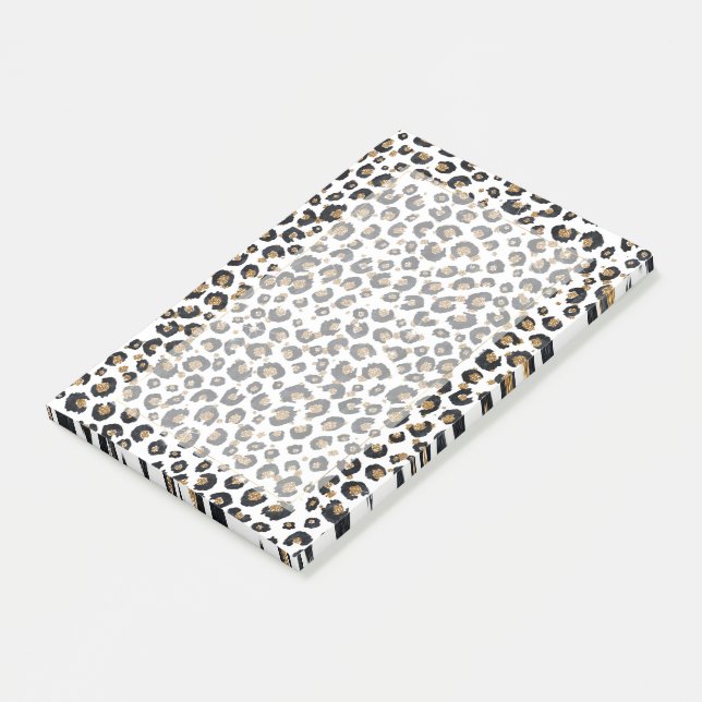 Elegant Gold Glitter Leopard Pattern Post-it Notes (Angled)