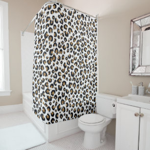 Elegant Gold Glitter Leopard Pattern Shower Curtain