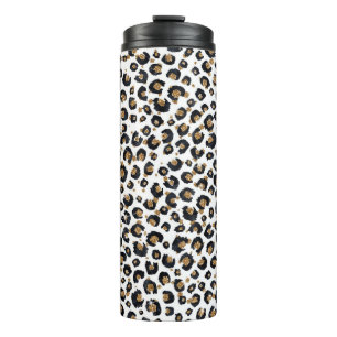 Elegant Gold Glitter Leopard Pattern Thermal Tumbler