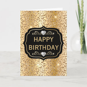 Elegant Gold Glitter Leopard Spots Print Card