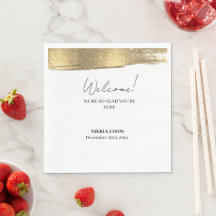 Elegant Gold Glitter Line Minimal Wedding Welcome