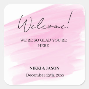 Elegant Gold Glitter Line Minimal Wedding Welcome  Square Sticker