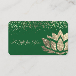 Elegant Gold Glitter Lotus,Confetti,Green Discount Card