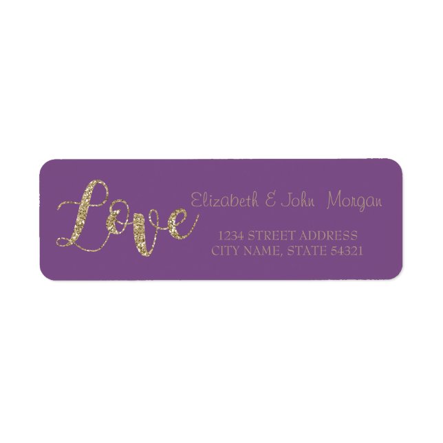 Elegant,Gold Glitter Love  Address Label (Front)