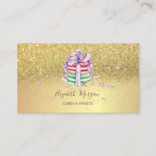 Elegant Gold Glitter Macarons Business Card