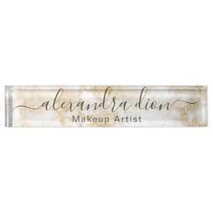 Elegant gold glitter makeup artist  nameplate