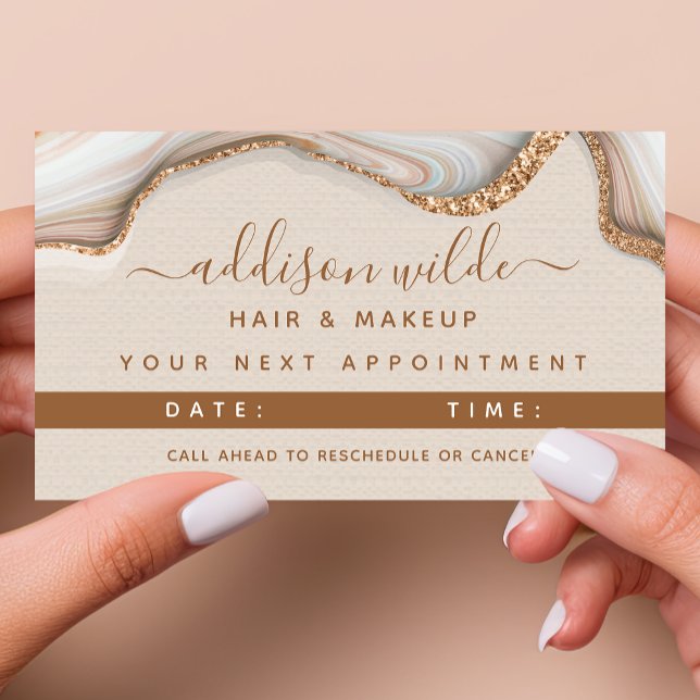 Elegant Gold Glitter Marble Agate Appointment Card (Creator Uploaded)