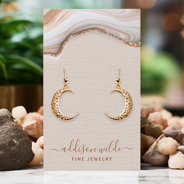 Elegant Gold Glitter Marble Agate Jewellery Displa Business Card (Creator Uploaded)
