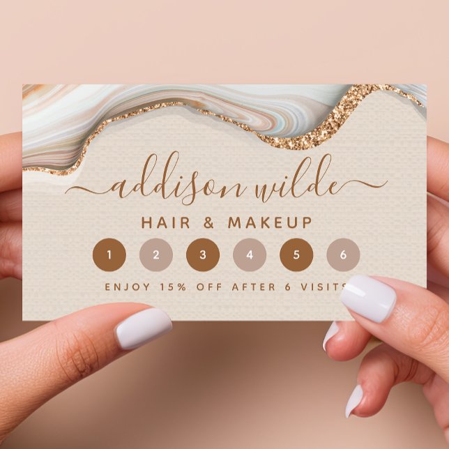 Elegant Gold Glitter Marble Agate Modern Chic Loyalty Card (Creator Uploaded)