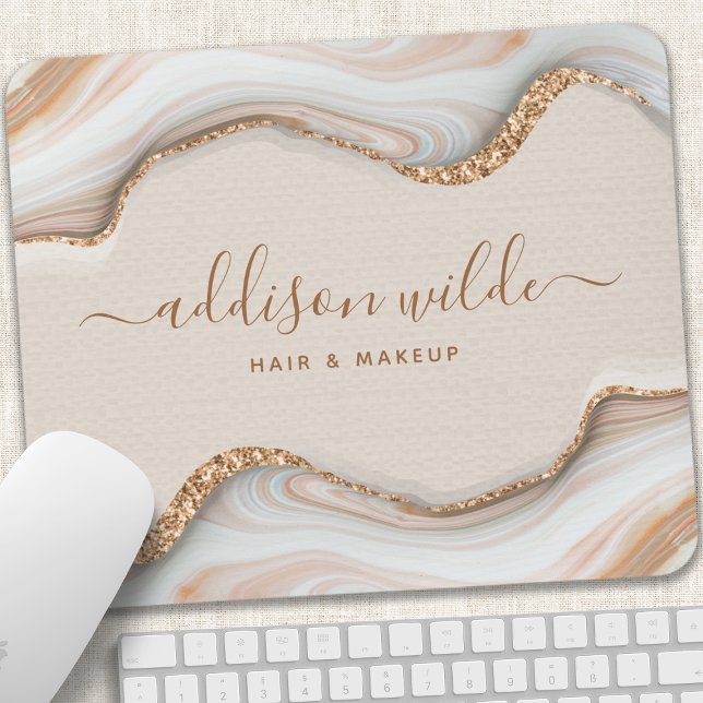 Elegant Gold Glitter Marble Agate Modern Chic Mouse Mat (Creator Uploaded)