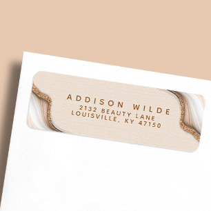 Elegant Gold Glitter Marble Agate Return Address