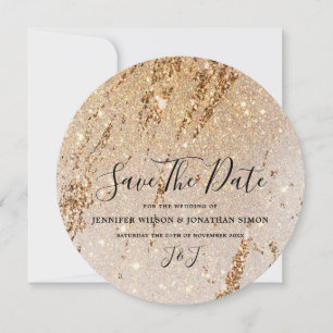 Elegant Gold Glitter Modern Luxury Sparkle Save The Date