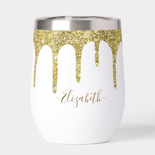 Elegant Gold Glitter Monogram Name (Back)