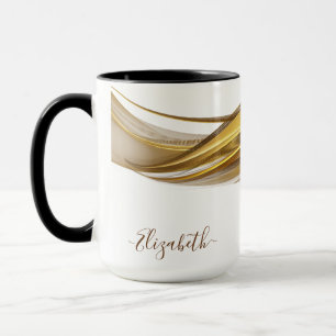 Elegant Gold Glitter Monogram Name Mug