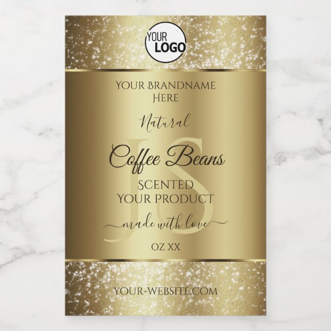 Elegant Gold Glitter Monogram Product Labels Logo (Single Label)
