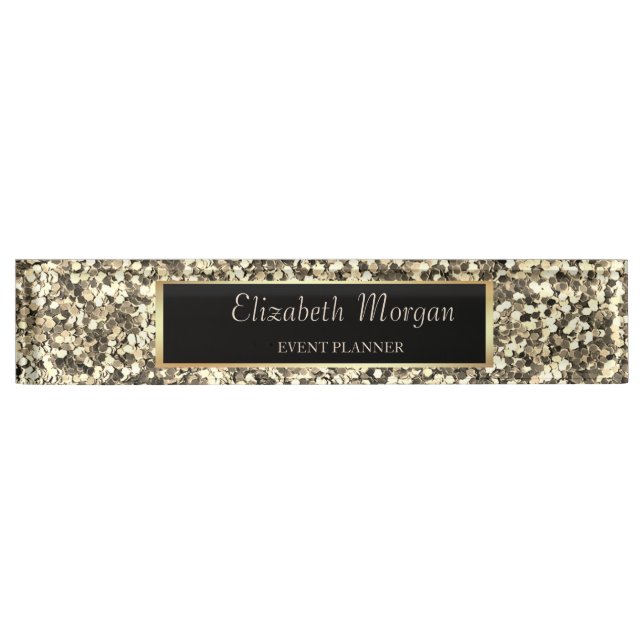 Elegant Gold Glitter Nameplate (Front)