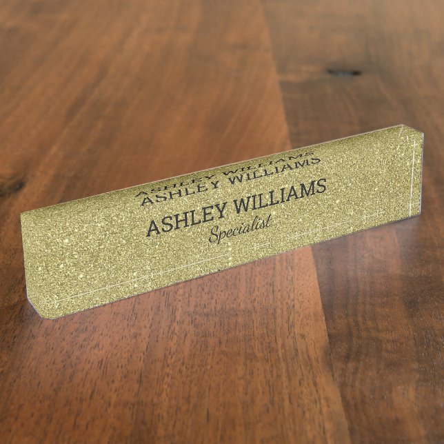 Elegant gold glitter nameplate (Side)